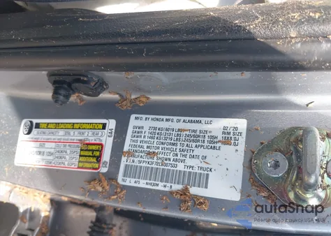 2020 Honda Ridgeline Rtl-E from USA, damaged, VIN 5FPYK3F72LB007533